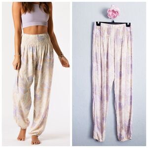 Lotus and Luna Bohemian Paisley Print Amethyst Island Harem Pants
